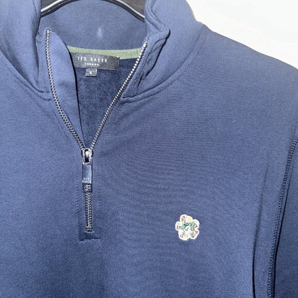 Ted Baker London Men’s Navy 1/2 Zip Preppy Pullover Casual Sweater Size 4 - Picture 4 of 12